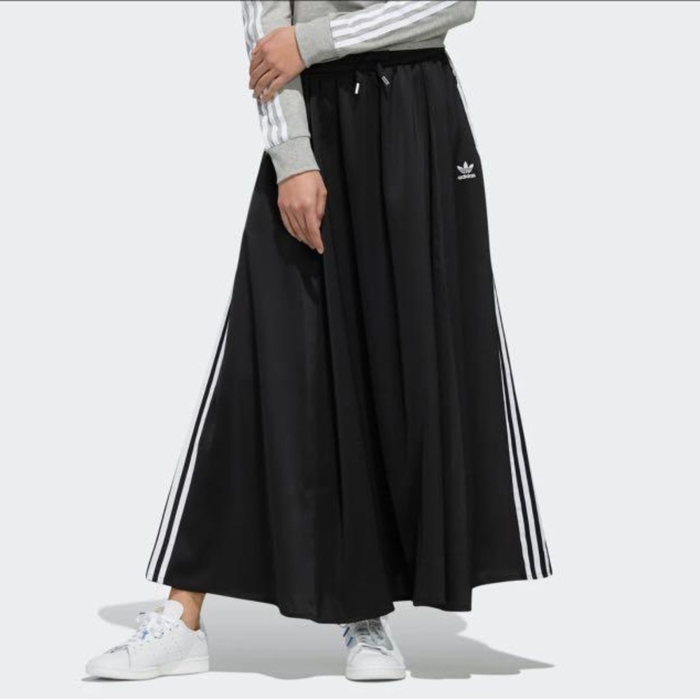 SOLD! RARE adidas pleated satin maxi skirt